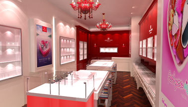 China Rosa/vitrina de travamento vermelha da joia para o design de interiores da loja de joia fornecedor