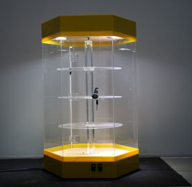 China Base acrílica Rotatable bonita do amarelo da cremalheira dos suportes de exposição Lockable com luz conduzida fornecedor