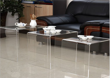 China Tabela de chá acrílica do projeto moderno, mesa ajustada do café da vitrina três do plexiglás da transparência fornecedor